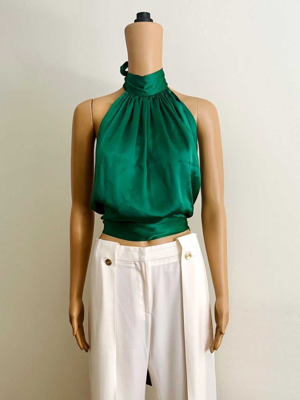 NWT HARMUR Emerald Silk Halter Top